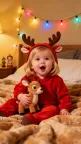 Baby holding reindeer toy on bed Baby Singing reference scene