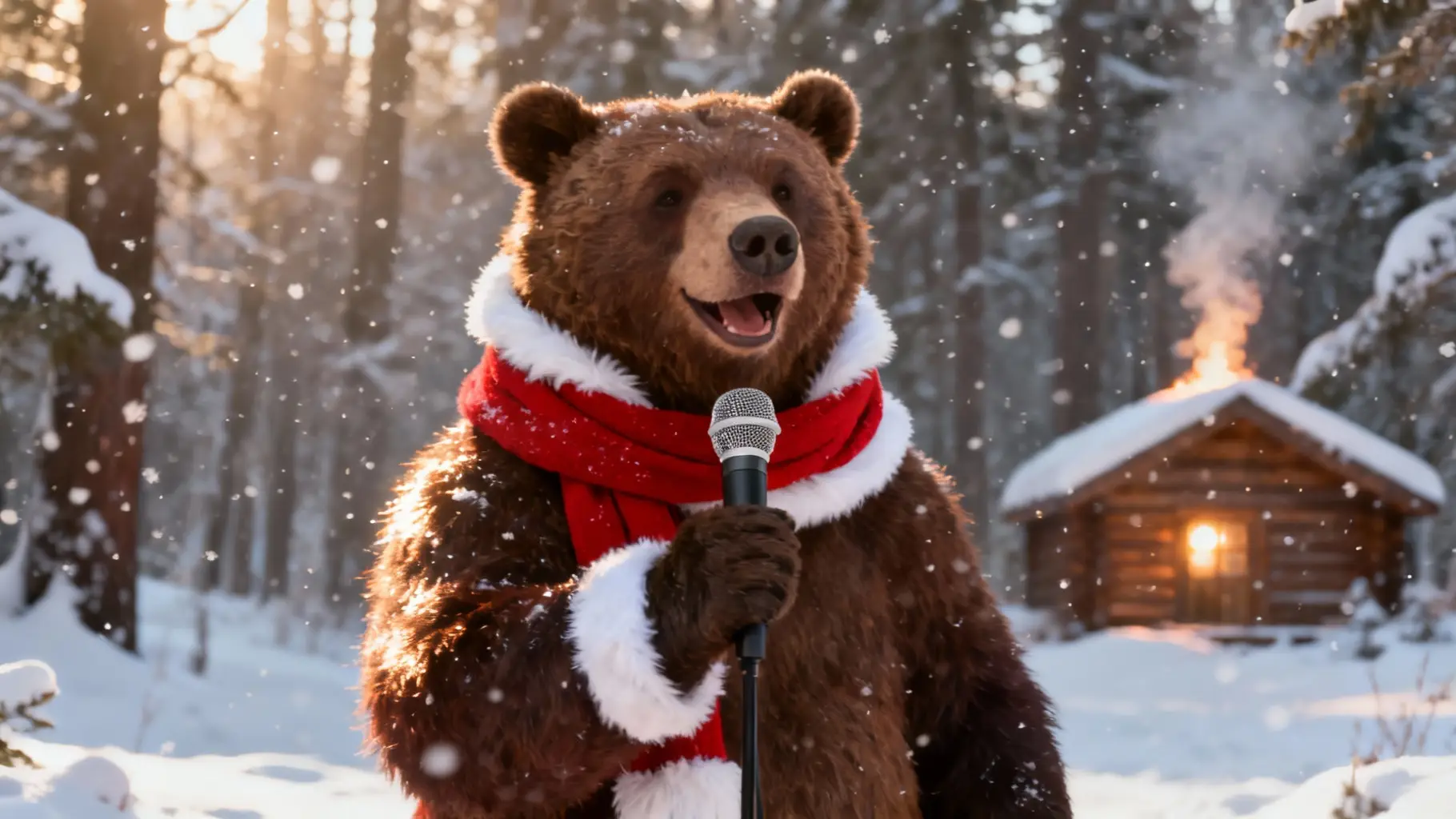 Christmas singing bear singing animals template
