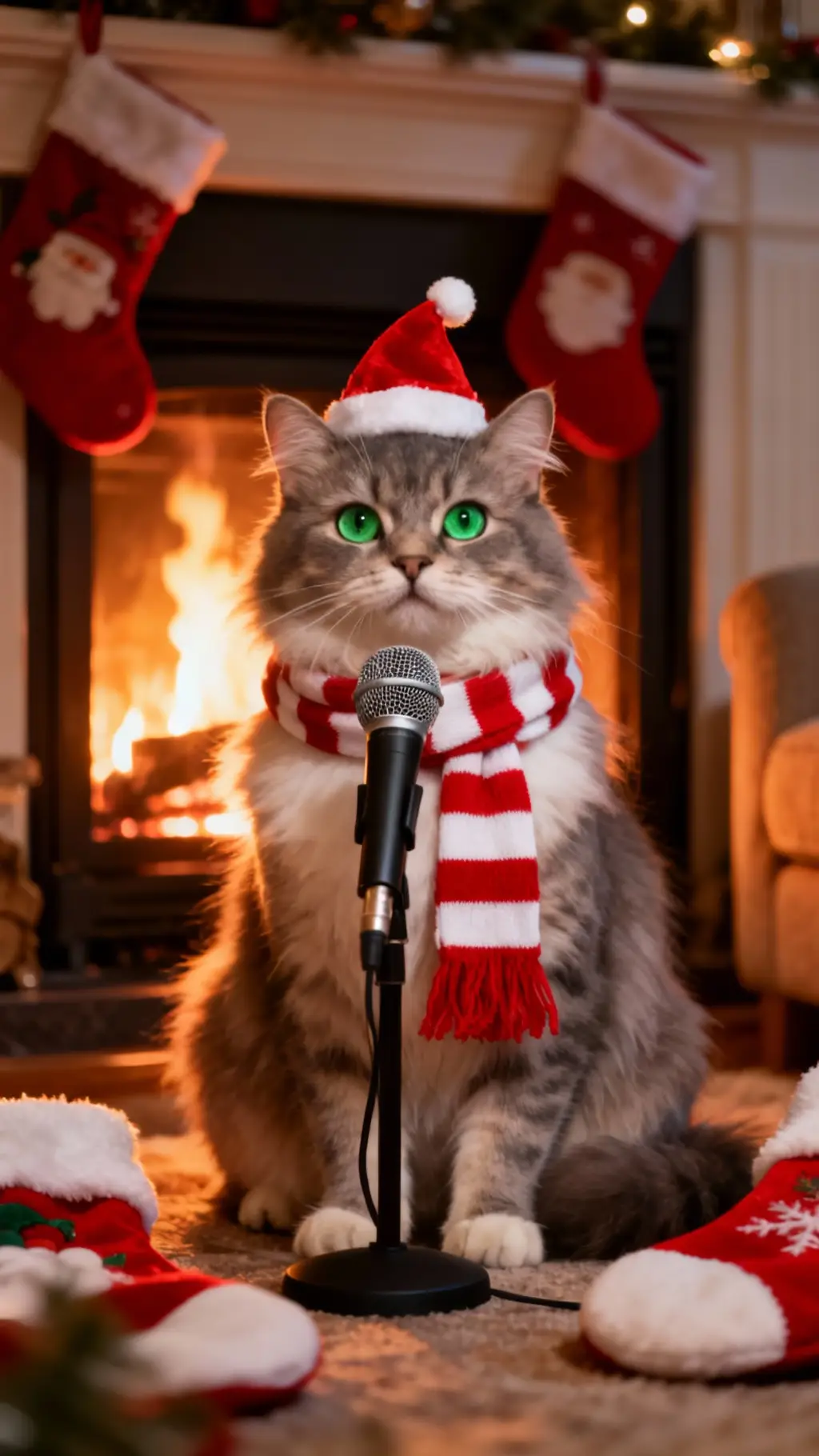 Christmas singing cat singing animals template