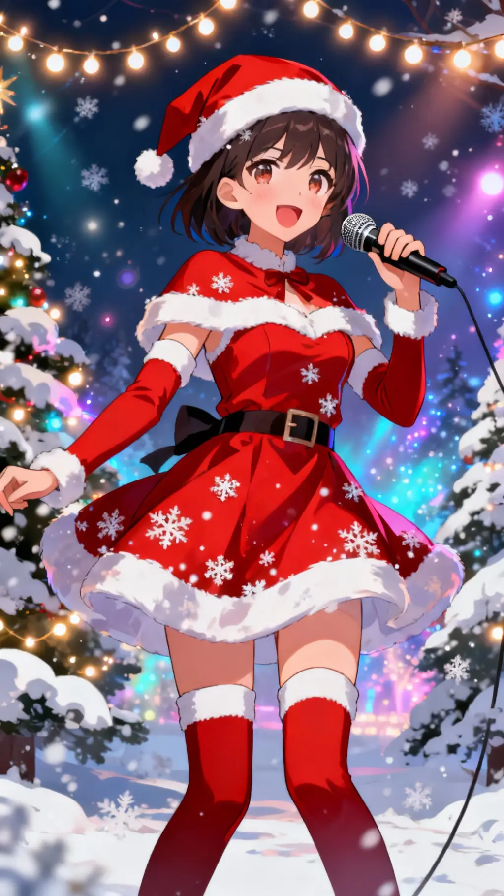 Christmas singing girl singing cartoon template