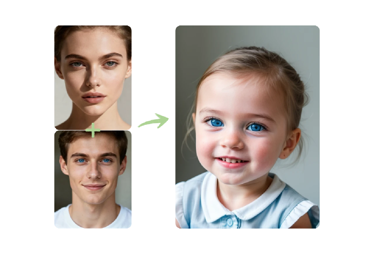 根据父母个人照片生成的AI宝宝