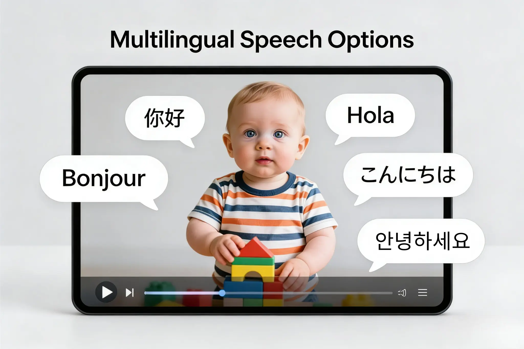 为创作者提供的多语言宝宝说话视频