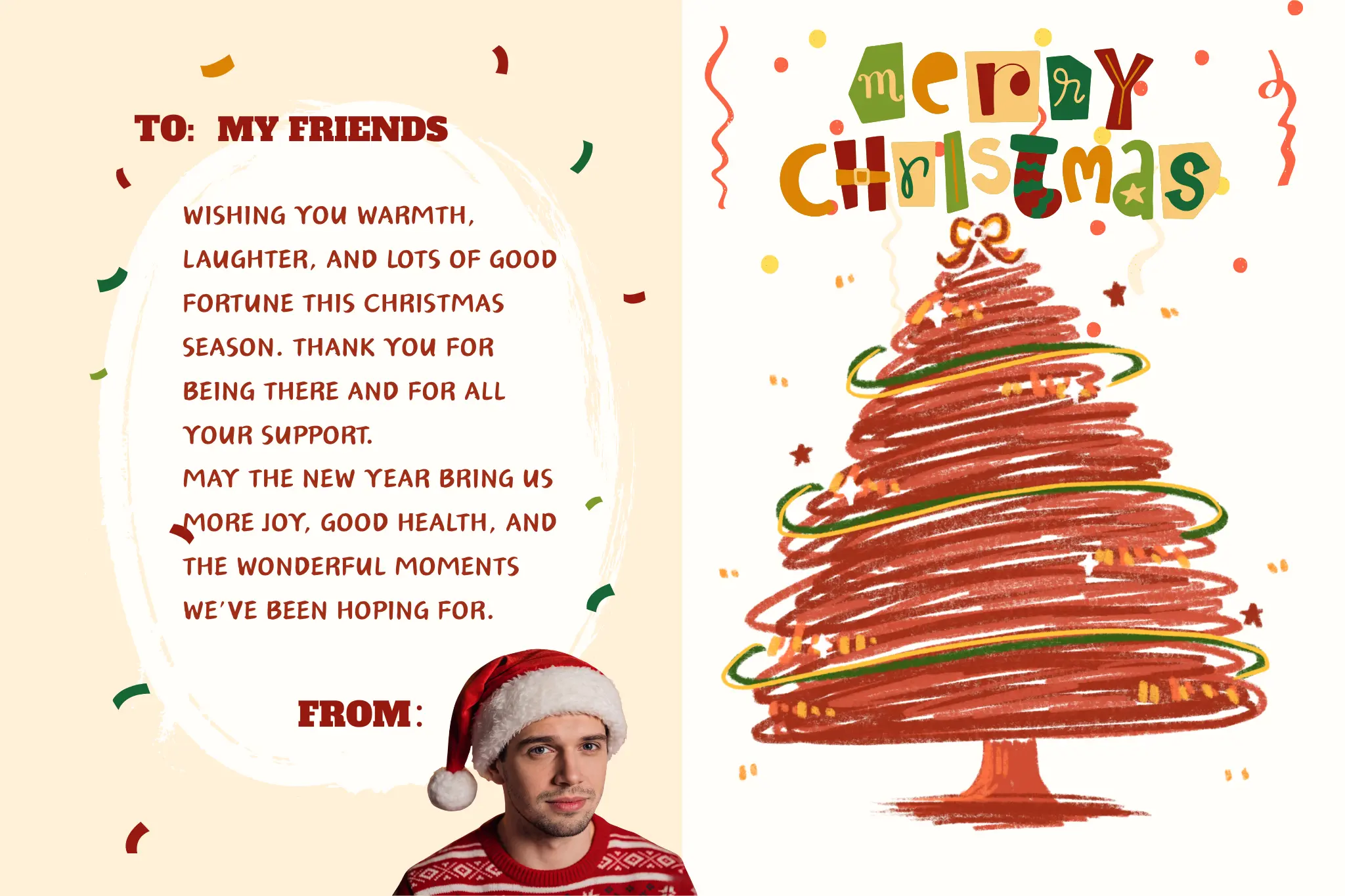 Desain dan unduh kartu Natal buatan AI dengan tata letak meriah