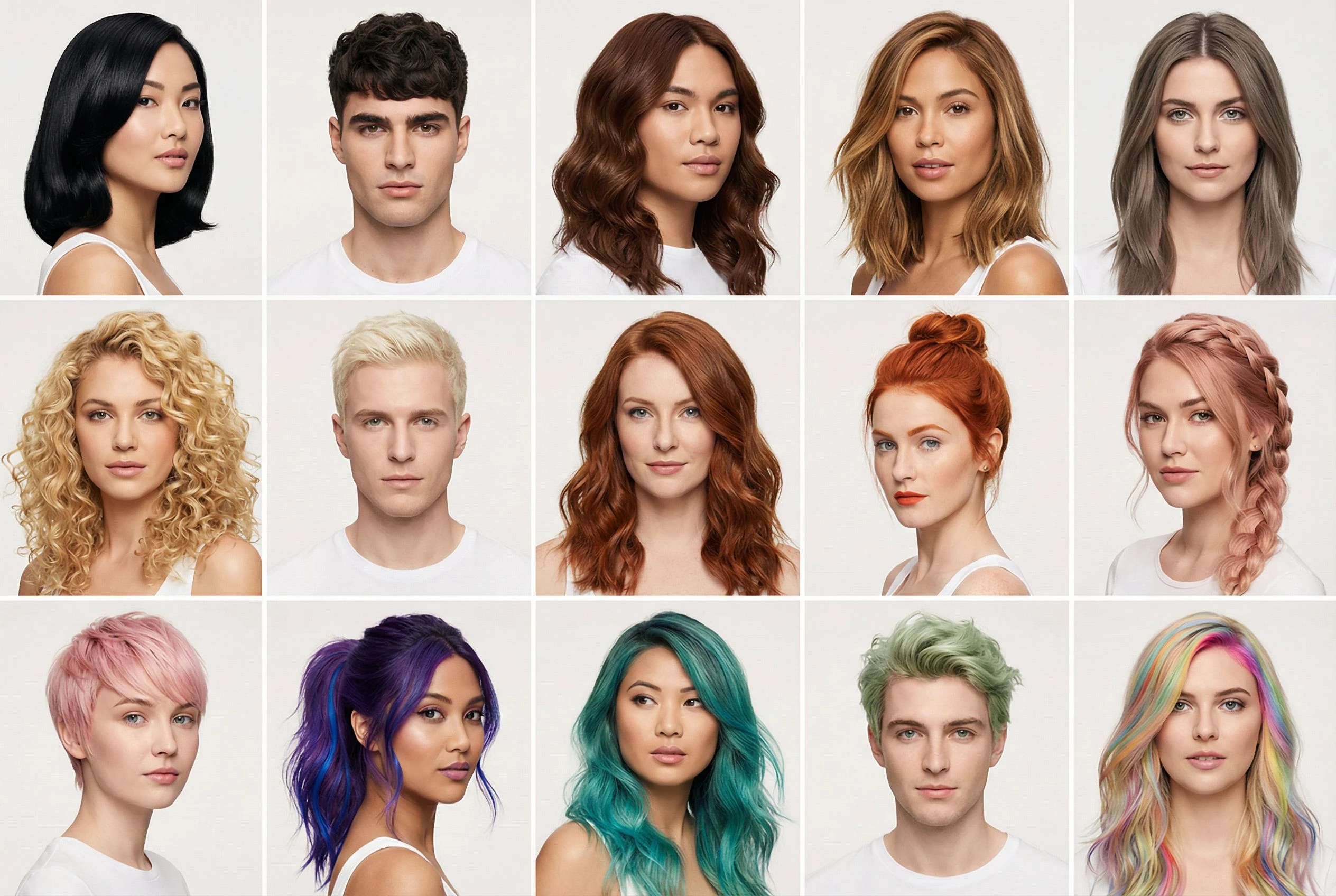 Diverses couleurs de cheveux pour hommes et femmes