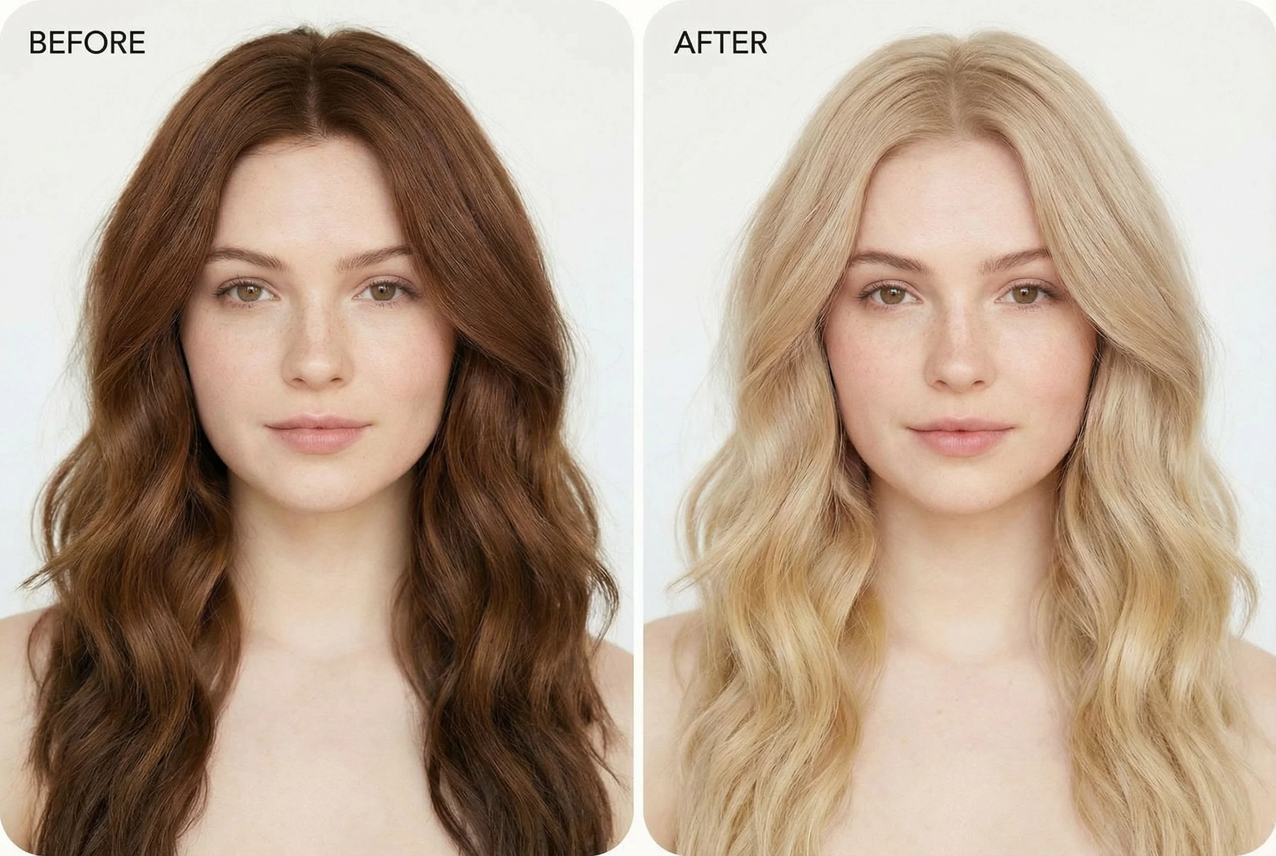 Couleur de cheveux femme avant et après