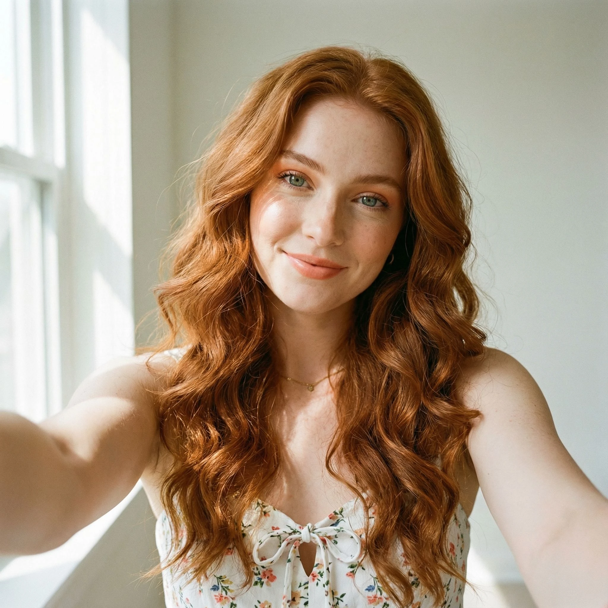 Female caramel brown hair portrait