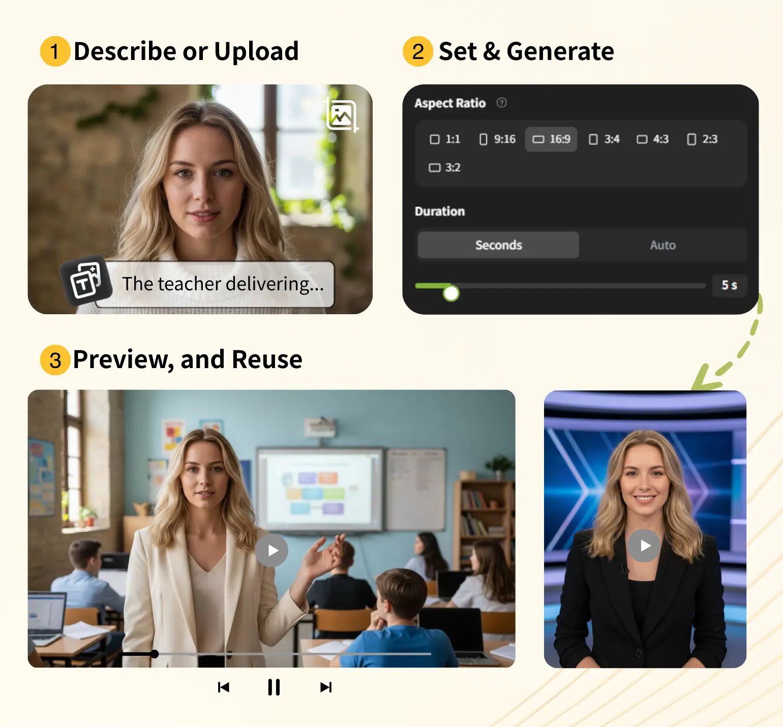 generate your ai human videos in three steps