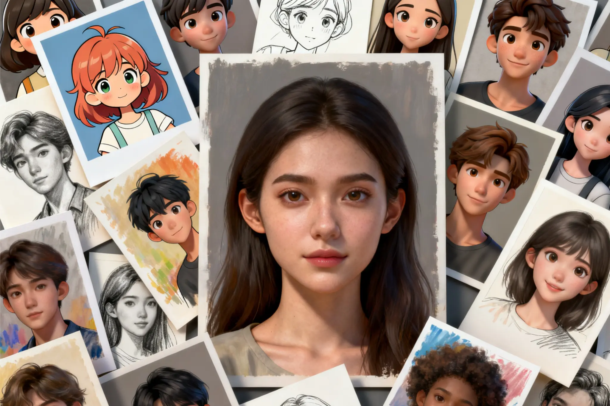 工作室、动漫、3D 等多种风格的 AI 肖像