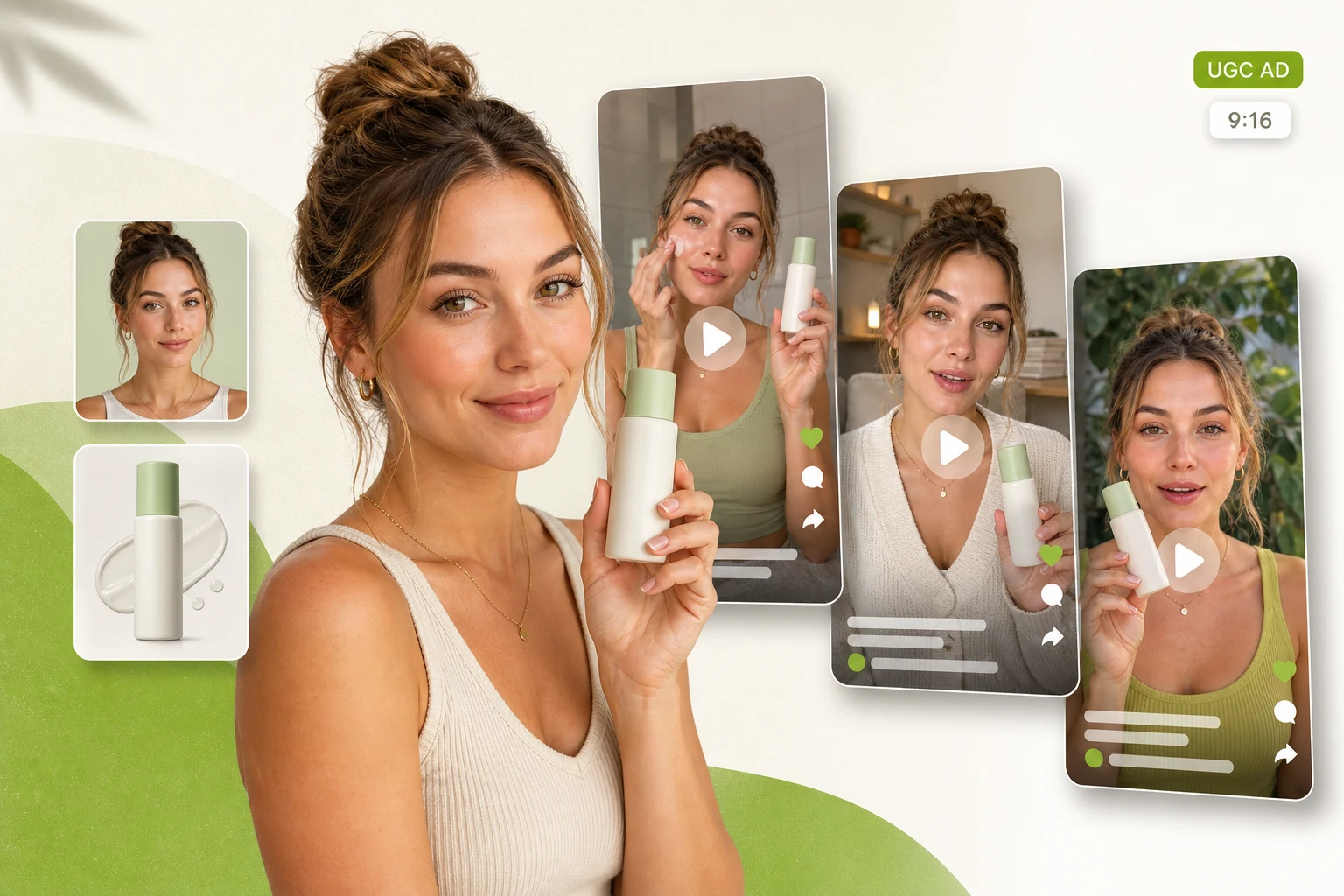 The product and AI avatar generated UGC videos