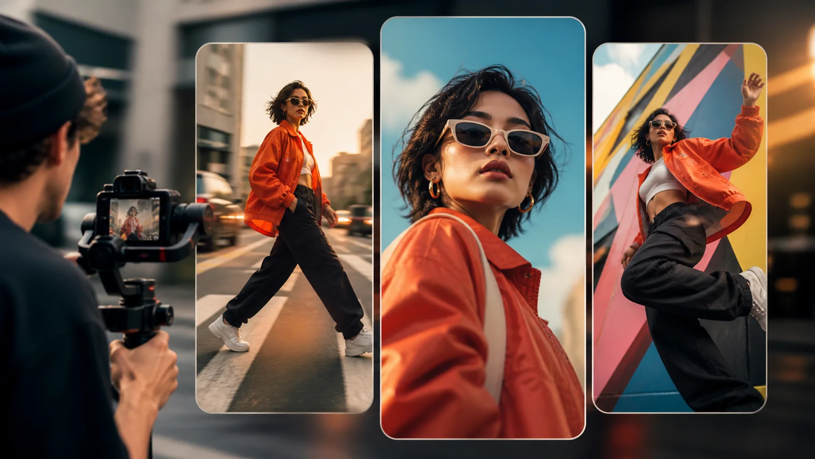 Creator producing multiple vertical social media video variations