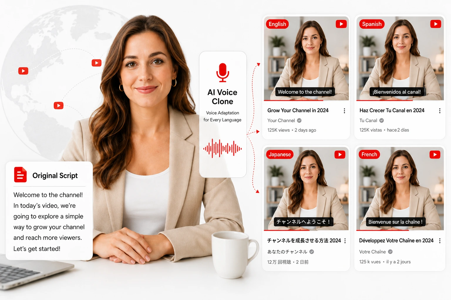 AI voice clone for multilingual YouTube videos