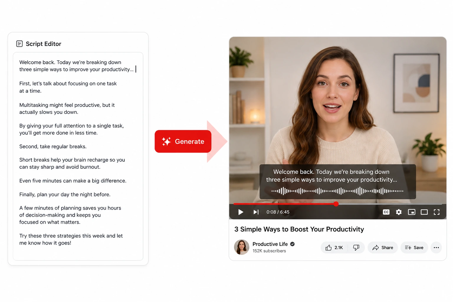 Turn scripts into AI YouTube videos