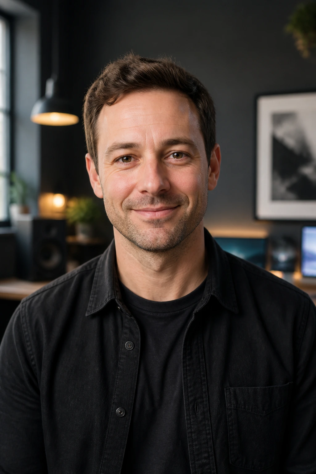 A man wearing a black shirt
