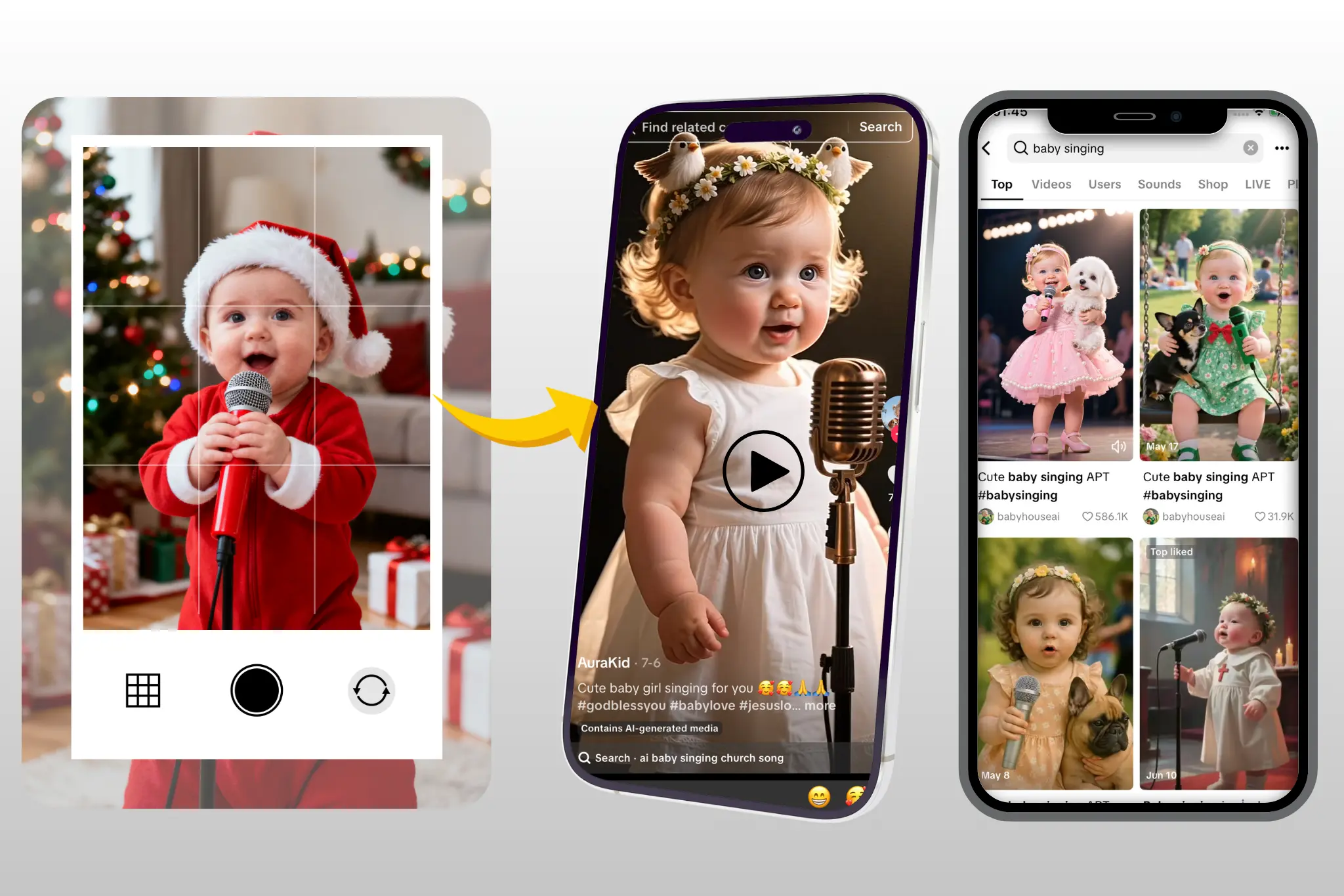 Generate a lively baby singing video from a single photo
