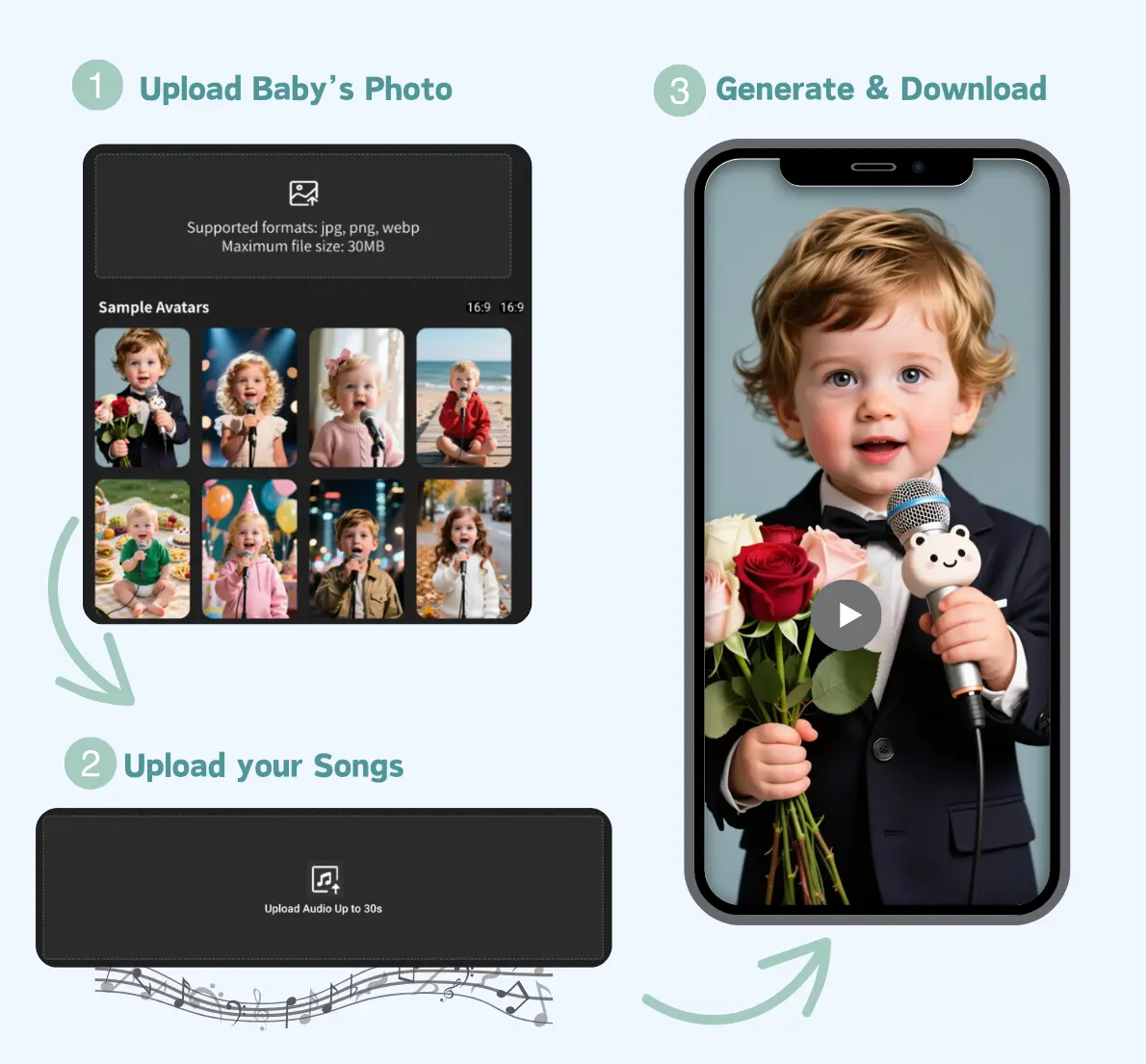 Three easy steps to create viral baby singing videos