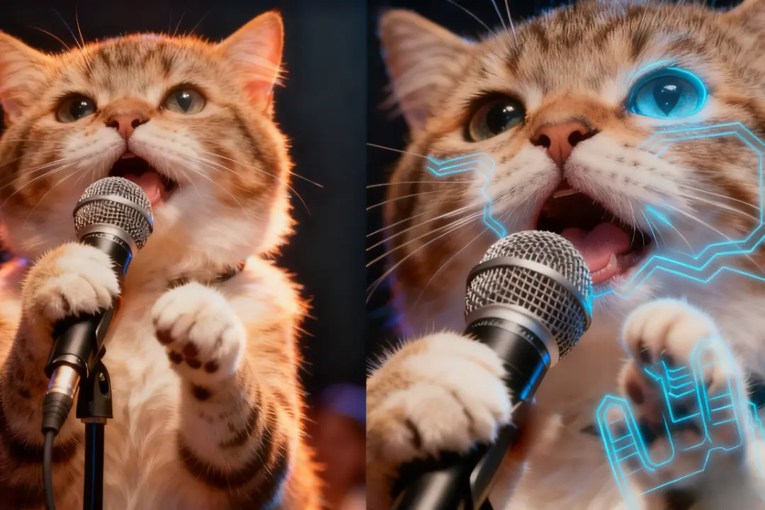 Singing cat, dog, and bird videos showing lively expressions and movements