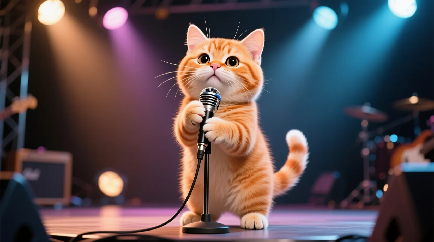 A kitten on stage