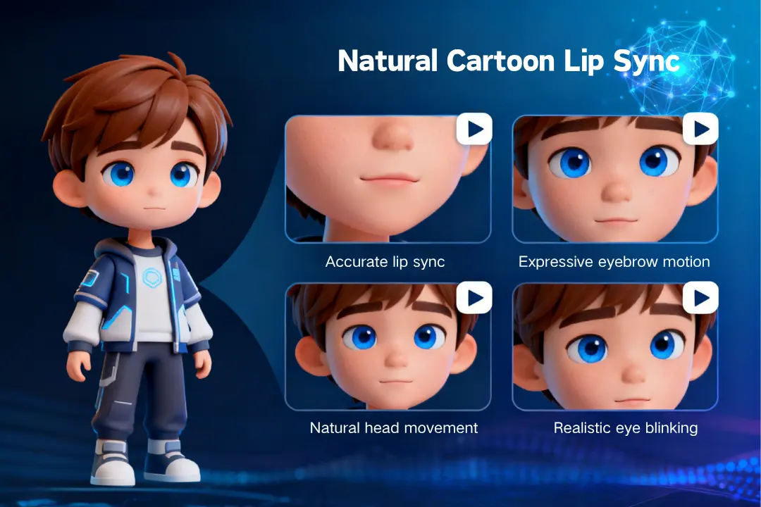 AI natural cartoon lip sync with realistic mouth movements
