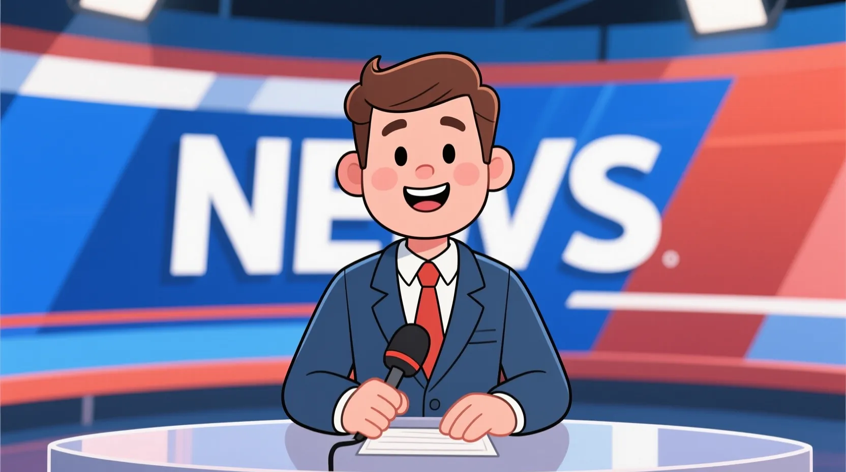 Cartoon news anchor
