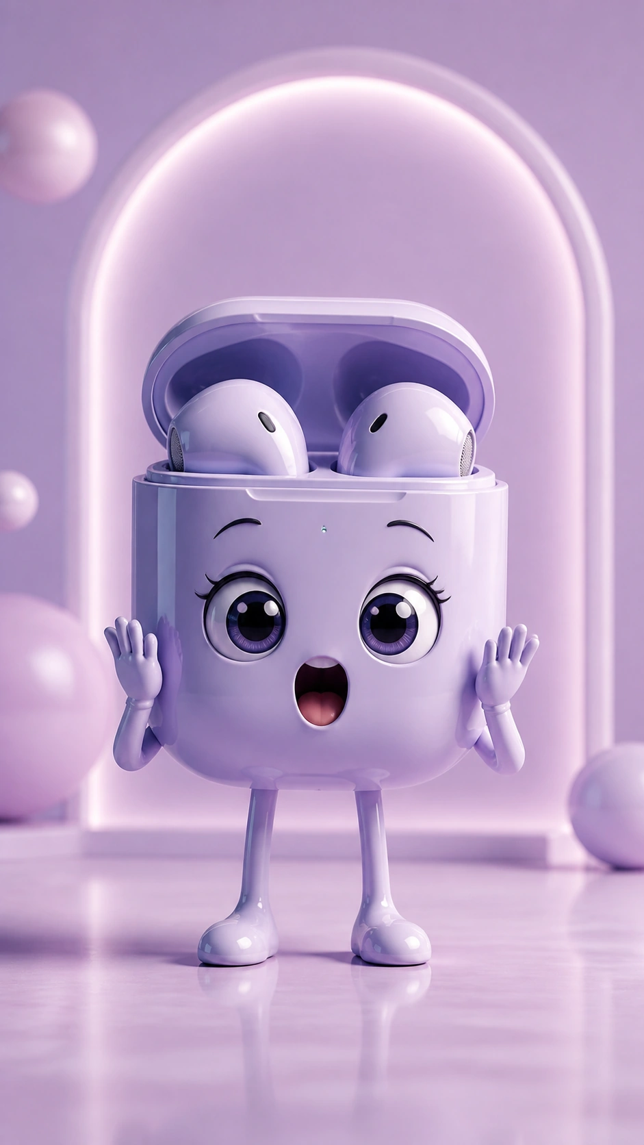 Cheerful talking purple Bluetooth headphones