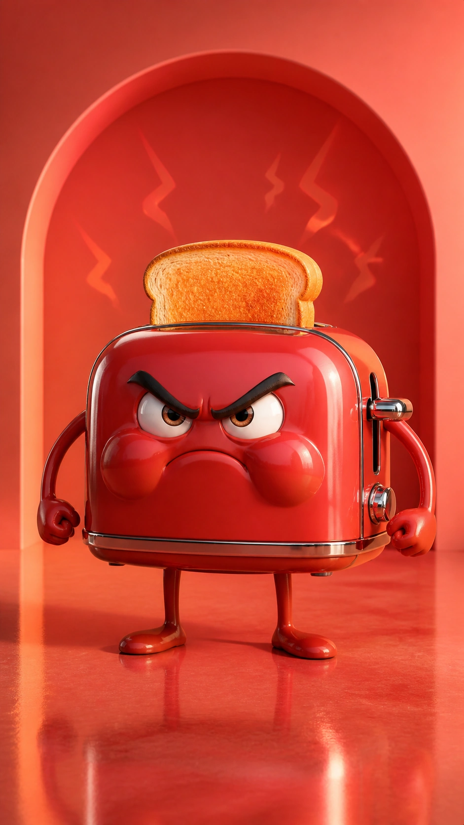 Cheerful talking red toaster