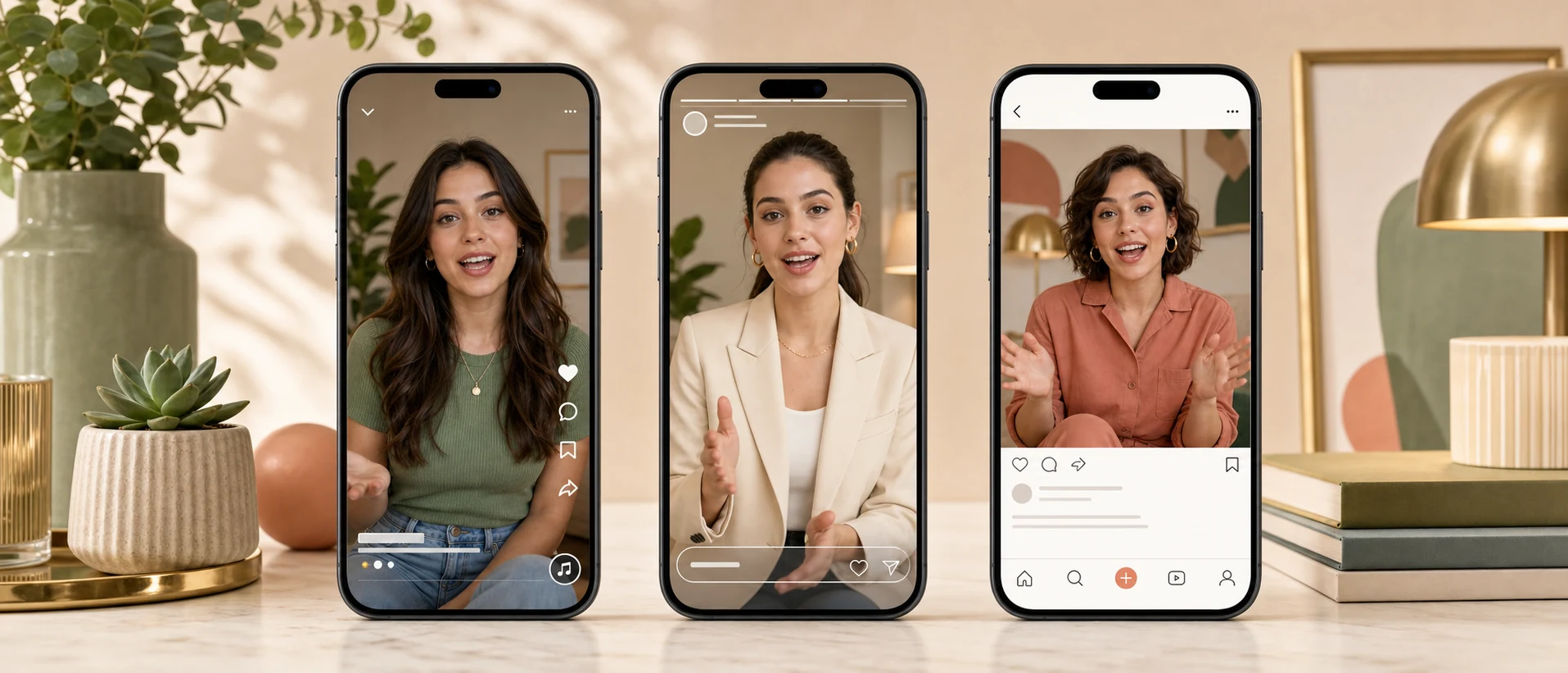 Sprechendes Porträt in mehrere Social-Media-Videoposts übernommen