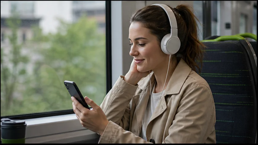 Listener enjoying accessible article audio